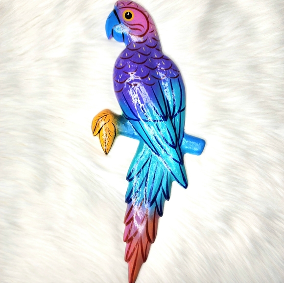 Vintage Mccaw Parrot Papier Mache Wall Hanging Hand Painted in Mexico - Picture 1 of 10